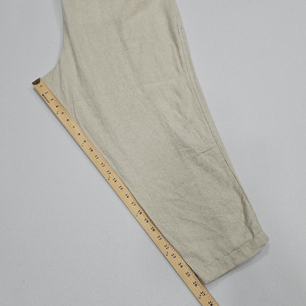 Old Navy 3X Beige Cropped High Rise Linen Blend Pull On Straight Tapered Pants - Picture 10 of 12